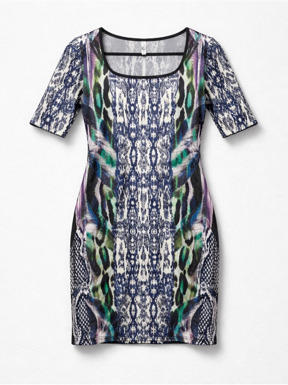 Cosette Mixed Pattern Scoop Neck Short Sleeve Dress Snake Print Size Medium
